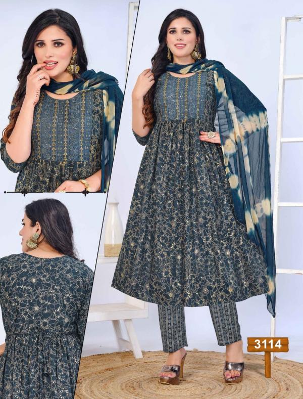 Beauty Queen Just Be Cool Foil Printed Rayon Kurti Bottom With Dupatta